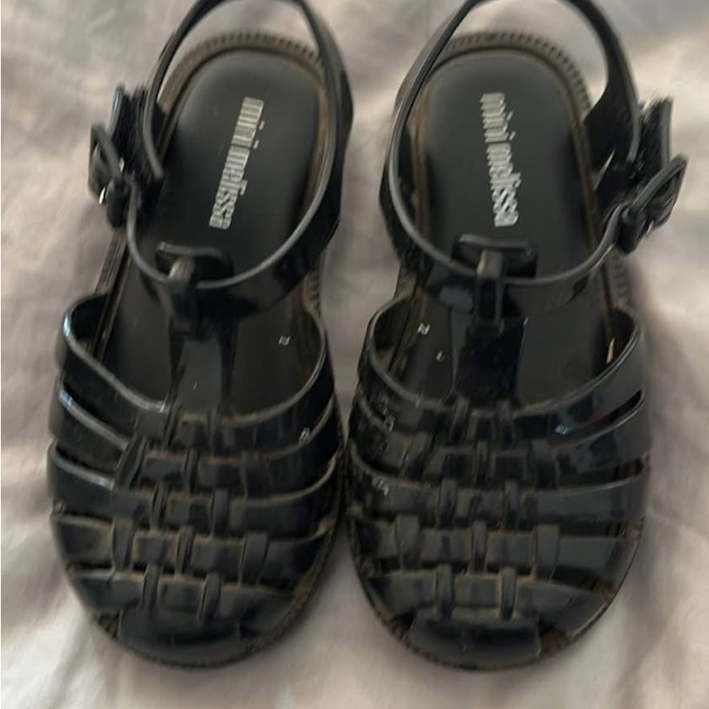 Mini Melissa Black Jelly Sandals Retro Style